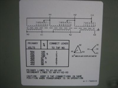 Acme transformer 50 kva 480/208Y/120 v 3 ph 50KVA 208 y