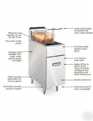 Imperial 40 lb gas fryer deep fat floor french ifs-40