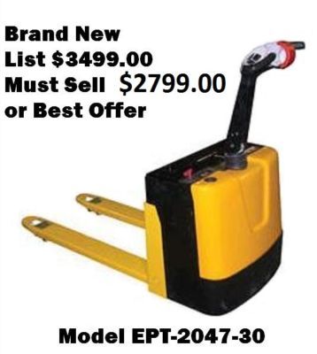 New vestil powered elect pallet truck brand ept-2047-30