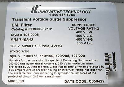 Eaton i.t. transient voltage surge protector pxt-080 