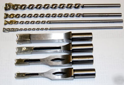 New 7 pcs. forest city hollow mortising chisels & bits