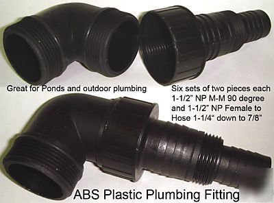Pond plumbing pipe fitting 1-1/2 x 1-1/2 x hose 12 pcs