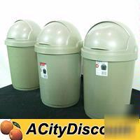 Set of 3 small plastic trash cans waste baskets used