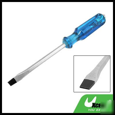 Magnetic slotted screwdriver with blue plastic handle