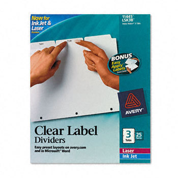 New index maker clear label punched dividers AVE11445 