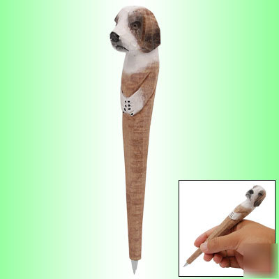 Blue ink stylish dog shaped wooden ballpoint pen