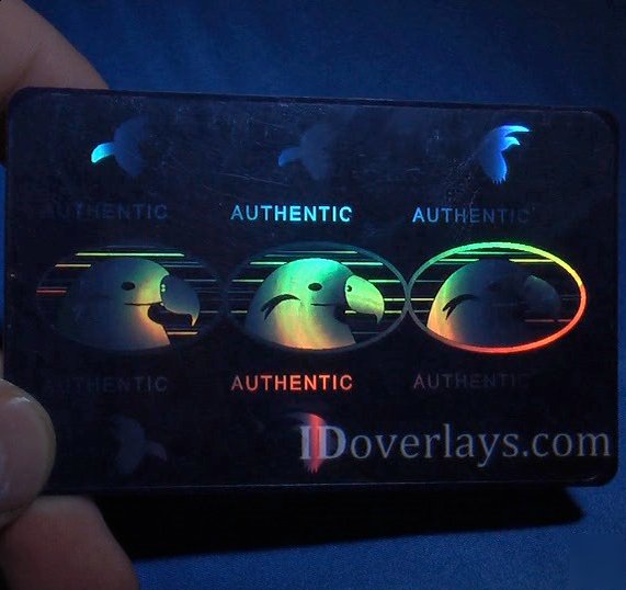 10 id card holograms. holographic overlay. tamper proof