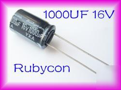 20PCS rubycon 16V 1000UF electrolytic capacitor 10*16MM