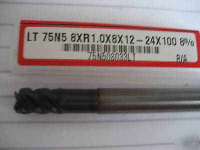 Carbide 8MM coated 4 flute end mill 1MM rad hanita cnc