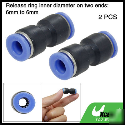 2 pcs 6 to 6MM push in straight reducer round fittings