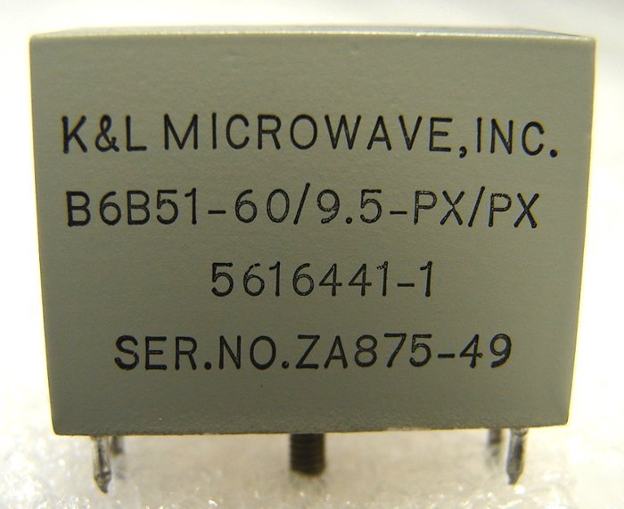 K&l bandpass filter 60MHZ cf 8MHZ bw 3DB *tested*