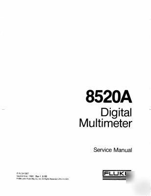 Fluke 8520A digital multimeter op/service manuals cd