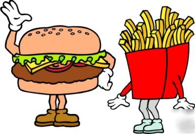 Hamburger fries restaurant concession food (2) decals