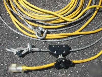 I-beam festoon-ing retracting power cord rope cable 50'