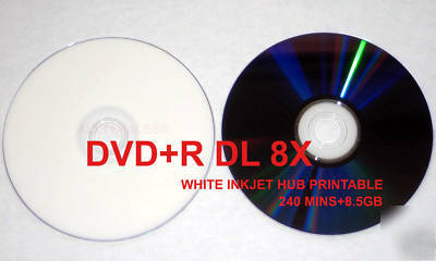 New 25 dvd+r dl dual layer white inkjet hub printable 