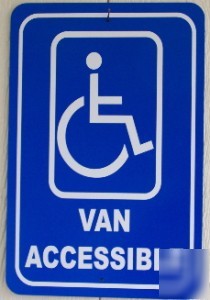 New van accessible only parking aluminum sign 18
