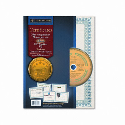 Parchment papr certificates with cd green border 25/pck