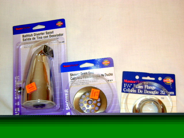 Plumbing lot bathtub diverter spout, flange drain grill