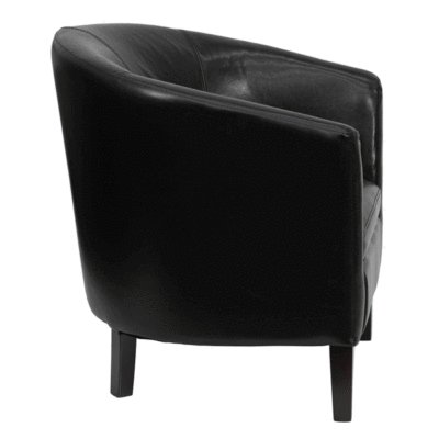 Black leather reception chair guest lounge club barrel