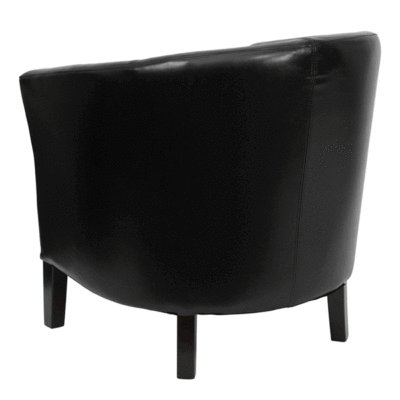 Black leather reception chair guest lounge club barrel