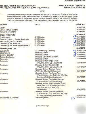 Caterpillar service manual 322 l n ln excavators 