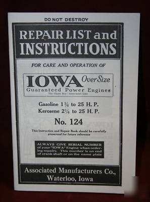 Iowa over size power engine manual & book hit & miss