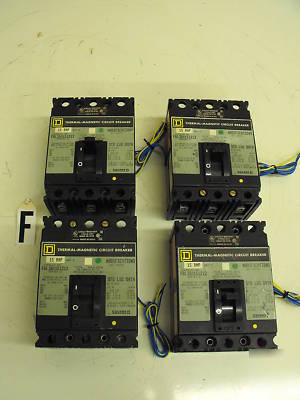 Lot of 4 square d 15 amp circuit breakers c# FAL360....