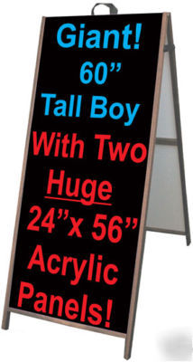 Tall 60 in hardwood acrylic curbside signboard a frame
