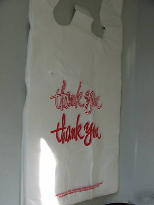 New lot of 50 t plastic sacks imprinted thank you