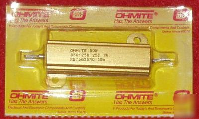 Ohmite metal-mite resistors, 850F25R, 25 ohms, 50 watts