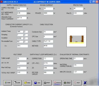 Cable size calculation software - bs 7671 17TH edition