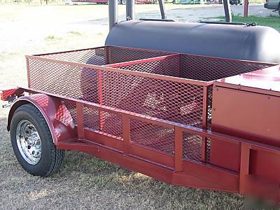 Custom bbq cooker and charcoal grill trailer mounted 