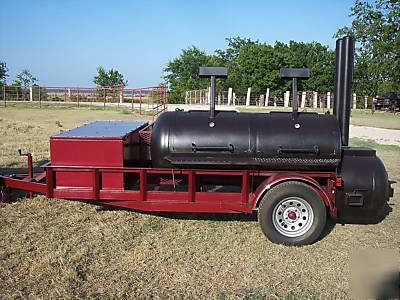 Custom bbq cooker and charcoal grill trailer mounted 