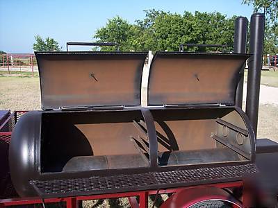 Custom bbq cooker and charcoal grill trailer mounted 