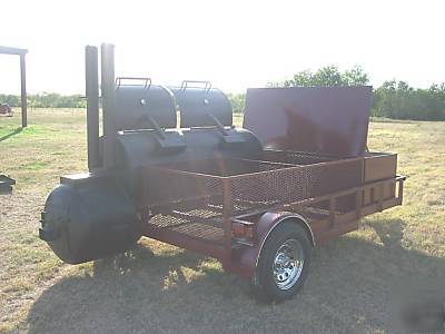 Custom bbq cooker and charcoal grill trailer mounted 