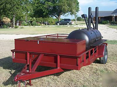 Custom bbq cooker and charcoal grill trailer mounted 