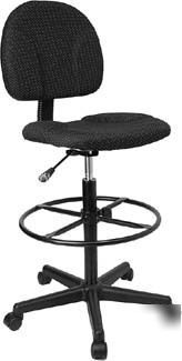 Ergonomic multi function drafting stool black fabric