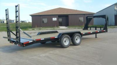 New 2010 22' + 2' gooseneck flatbed car hauler trailer