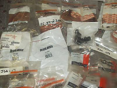 New devilbiss spray gun spare parts lot ~ 110 items ~ 