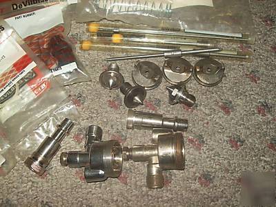 New devilbiss spray gun spare parts lot ~ 110 items ~ 
