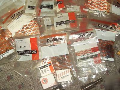 New devilbiss spray gun spare parts lot ~ 110 items ~ 