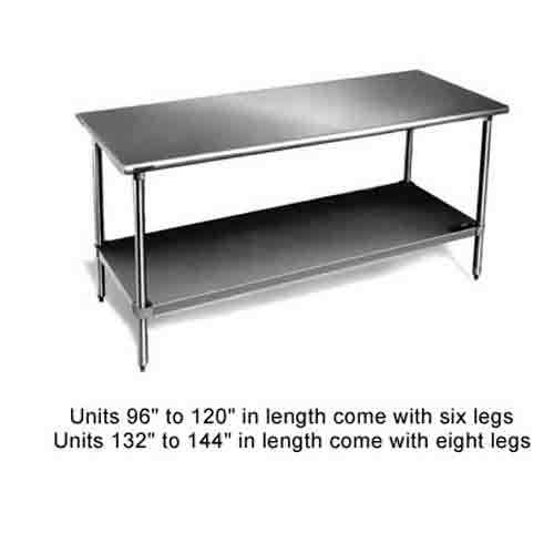 Eagle T3030SB work table, stainless steel top, undershe