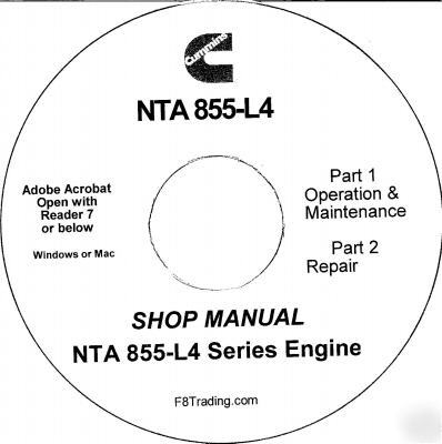 Cummins diesel nta 855-L4 engine service manual cd 