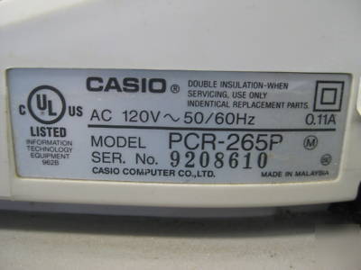 Casio cash register 100 plus model pcr-265P