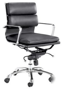 Modern lowback leather director office chair black
