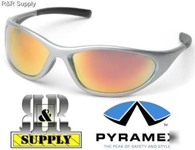 Pyramex zone ii ice orange silver frame safety glasses