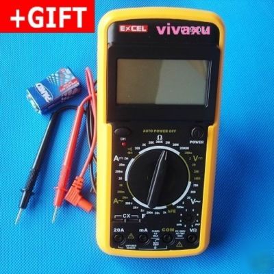 Digital lcd voltmeter ammeter ac dc ohm multimeter+gift