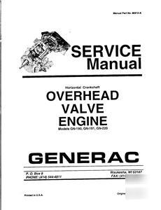 Generac overhead valve engine serv manual pdf on disc.