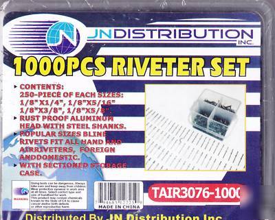 1000PCS riveter set with sectioned storage case