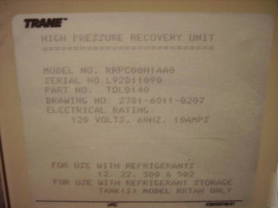 New trane evacupac-hp refrigeration cart